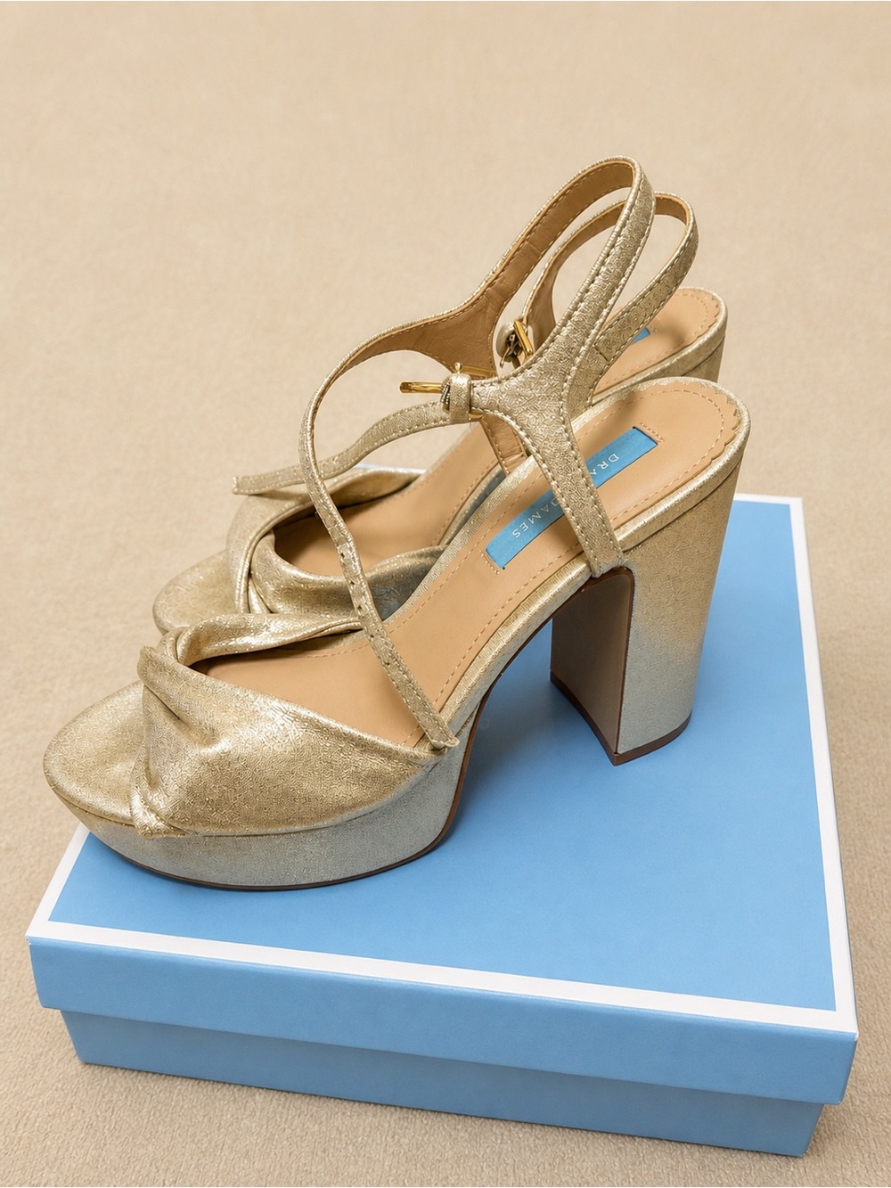 Gold Platform Slingback Heels - Unbranded